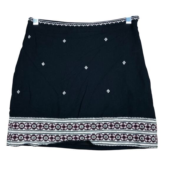 Madewell Womens Skirt Black Multi Embroidered Gamine Pull On Side Zip Midi 0 - Picture 1 of 13